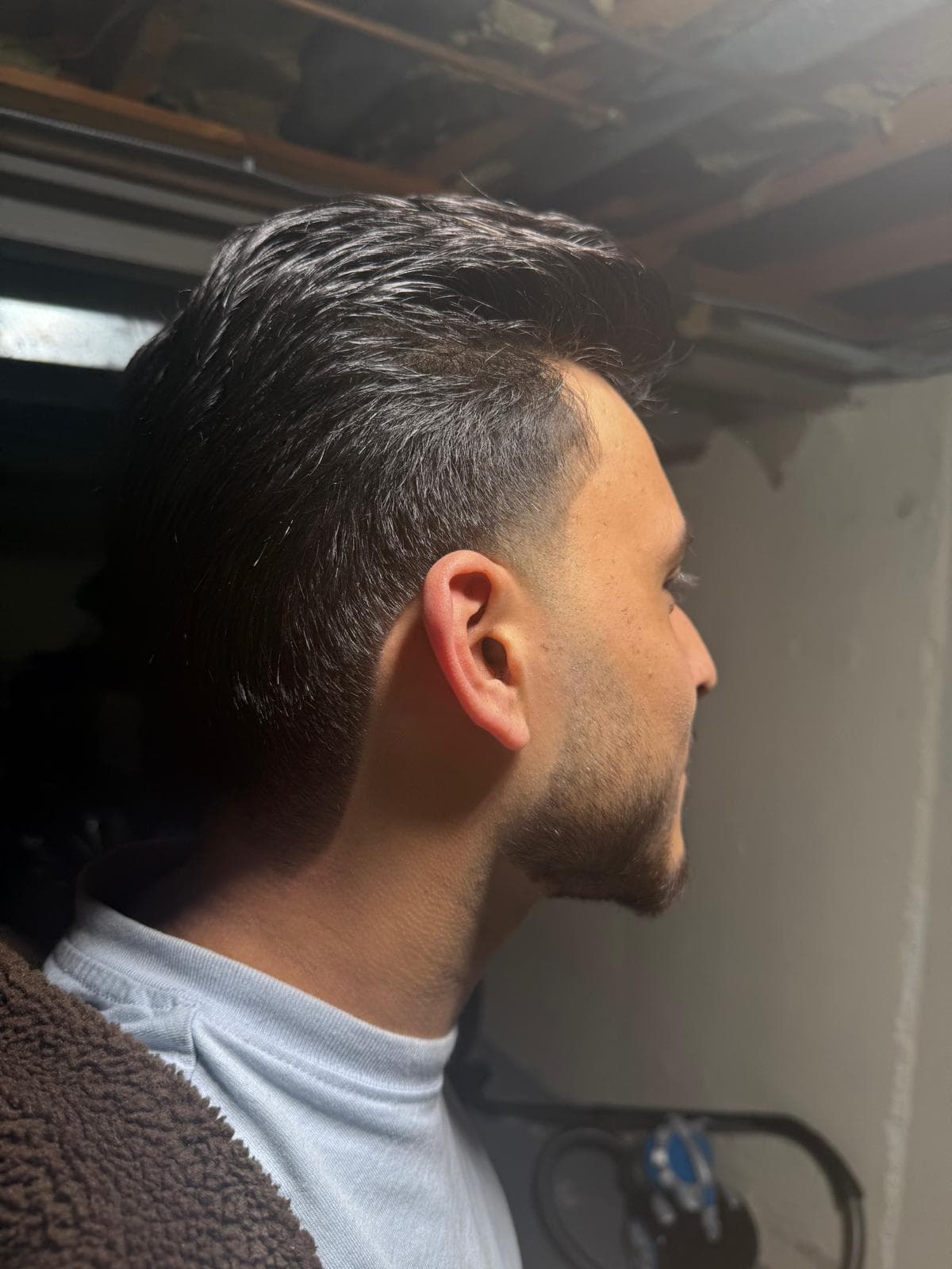 Professional beard trim with clean cheek line and neckline shaping